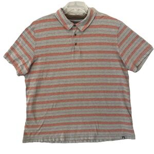 The North Face‎ Polo Shirt Mens XXL Orange/Gray Striped Soft Knot Outdoor Casual